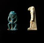 Oud Egypte Faience God Bes- en Thoth-amulets - 3.7 cm