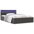 vidaXL Bedframe met opbergruimte en LED stof donkergrijs, Verzenden, 140 cm, 200 cm, Nieuw