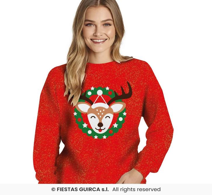 Kerst Trui Glitter Rood, Hobby en Vrije tijd, Feestartikelen, Feestartikel, Nieuw, Verzenden