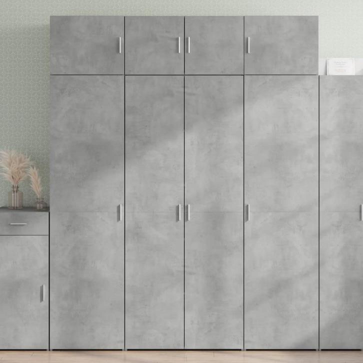 vidaXL buffetkast 80x42,5x185 cm bewerkt hout betongrijs, Huis en Inrichting, Kasten | Buffetkasten, 75 cm of meer, Nieuw, Overige houtsoorten