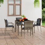 vidaXL Tuinstoelen 4 st met kussens poly rattan grijs, Tuin en Terras, 4 zitplaatsen, Nieuw, Tuinset, Verzenden