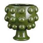 Keramiek vaas - rond - groen - diameter 28 cm, Nieuw, Verzenden