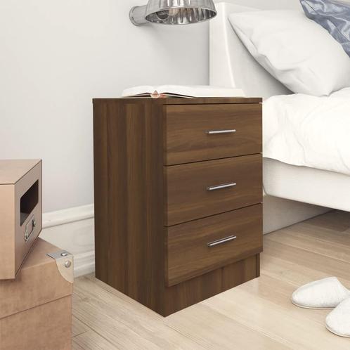 vidaXL Nachtkastje 38x35x56 cm bewerkt hout bruin eikenkleur, Huis en Inrichting, Slaapkamer | Nachtkastjes, Nieuw, Minder dan 45 cm