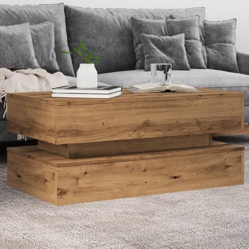 vidaXL Salontafel met LED-verlichting 90x50x40cm artisanaal, Huis en Inrichting, Tafels | Salontafels, 50 tot 100 cm, Nieuw, Overige houtsoorten