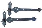 Set van 2 handgesmeden hengen - poortscharnier - zwart, Doe-het-zelf en Verbouw, Hang- en Sluitwerk, Ophalen of Verzenden, Nieuw