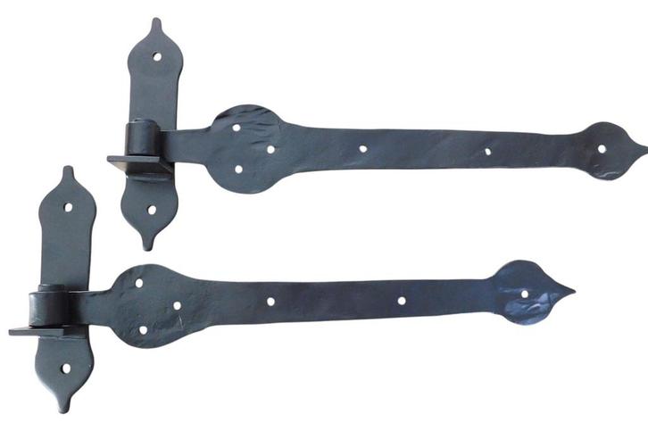 Set van 2 handgesmeden hengen - poortscharnier - zwart, Doe-het-zelf en Verbouw, Hang- en Sluitwerk, Ophalen of Verzenden