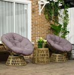 3-delige rotan balkonset roze – stoelen met kussens en tafel, Verzenden, Nieuw