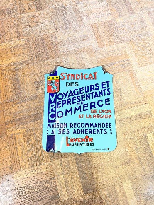 Oud geëmailleerd bord van het Syndicaat van Reizigers en, Antiek en Kunst, Antiek | Wandborden en Tegels