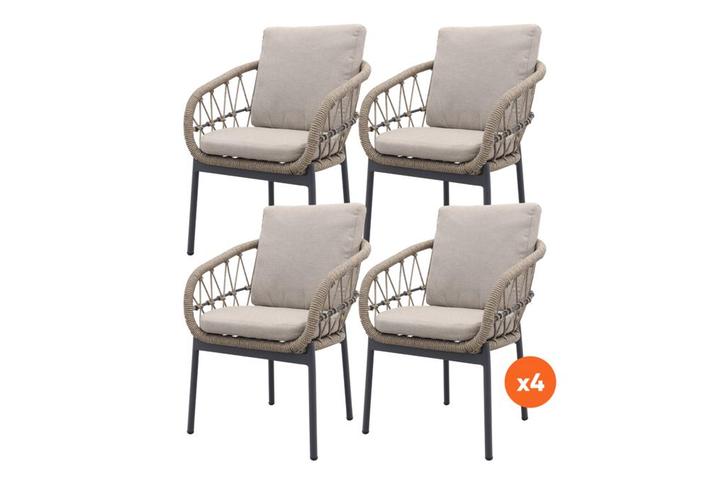 VDG Set van 4 - Julia dining tuinstoel - Antraciet, Tuin en Terras, Tuinsets en Loungesets, Nieuw, Overige materialen, Verzenden