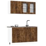 vidaXL 4-delige Keukenkastenset Porto bewerkt hout gerookt, Verzenden, Nieuw, Bruin