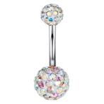 Fako Bijoux® - Navelpiercing - Disco Dots Duo - Wit MC, Verzenden, Nieuw