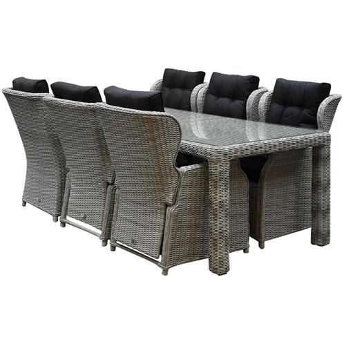 Ibiza Bergamo dining tuinset 240x100xH77 cm 7 delig wit, Tuin en Terras, Tuinsets en Loungesets, Nieuw, Wicker, Ophalen of Verzenden