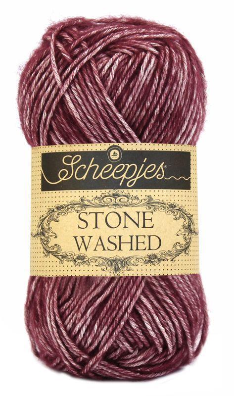 Scheepjes Stone Washed - 810 garnet - Katoen Garen, Hobby en Vrije tijd, Breien en Haken, Ophalen of Verzenden