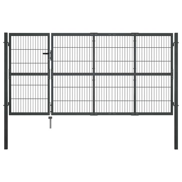 vidaXL Tuinpoort met palen staal 350x120 cm antraciet, Tuin en Terras, Tuinpoorten, Nieuw, Verzenden