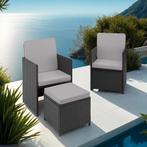 Wicker zitgroep Palermo 2+2+1 - zwart / grijs, Tuin en Terras, Tuinsets en Loungesets, Verzenden, Nieuw