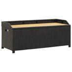 vidaXL Tuinopbergbank 120 cm poly rattan zwart, Verzenden, Nieuw, Rotan