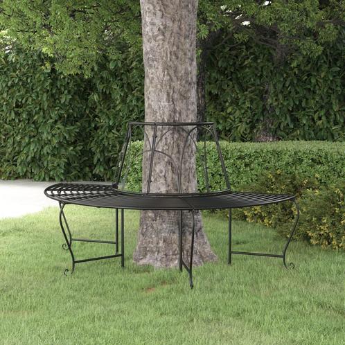 vidaXL Boombank halfrond Ø159 cm staal zwart, Tuin en Terras, Tuinbanken, Nieuw, Metaal, Verzenden