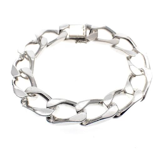 Robuuste zilveren gourmet armband; Heren | 21 cm, Sieraden, Tassen en Uiterlijk, Armbanden, Overige kleuren, Gebruikt, Zilver