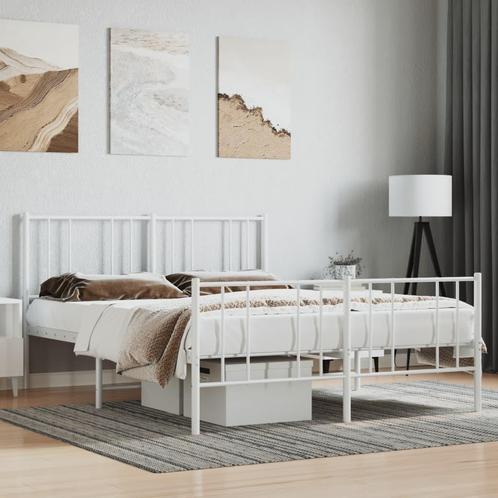 vidaXL Bedframe met hoofd- en voeteneinde metaal wit 120x200, Huis en Inrichting, Slaapkamer | Bedden, 120 cm, 200 cm, Wit, Twijfelaar