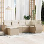 vidaXL 6-delige Loungeset met kussens poly rattan beige, Verzenden, Nieuw, Rotan, Loungeset