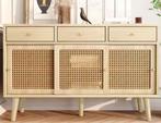 Dressoir 120x40x78 cm – Rotan Deuren & 3 Lades, Retro Kast, Verzenden, Nieuw