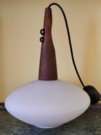 Unknown - Plafondlamp - glas/teak - Teak en opaalglas, Antiek en Kunst