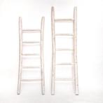 Teakea - Teakhouten decoratie ladder | White wash | 50x5x150, Verzenden, Nieuw, Wit