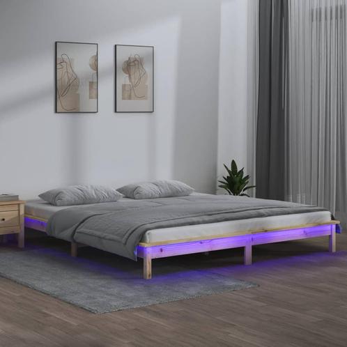 vidaXL Bedframe LED massief hout 180x200 cm, Huis en Inrichting, Slaapkamer | Bedden, Nieuw, Tweepersoons, Verzenden