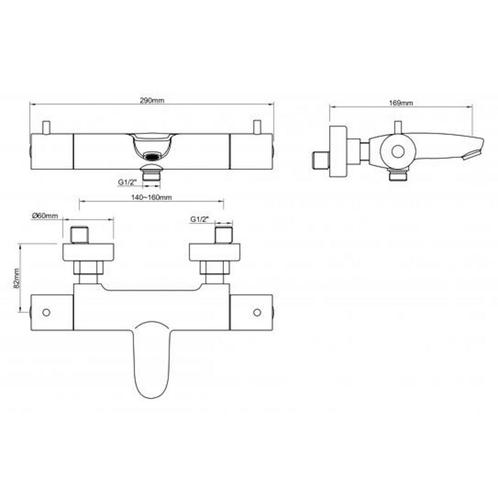 Badmengkraan Thermostatisch Wiesbaden Caral Geborsteld Brons, Doe-het-zelf en Verbouw, Sanitair, Ophalen of Verzenden