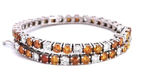 Tennis armband - 14 karaat Witgoud - 7.10ct. tw. Diamant, Sieraden, Tassen en Uiterlijk, Antieke sieraden