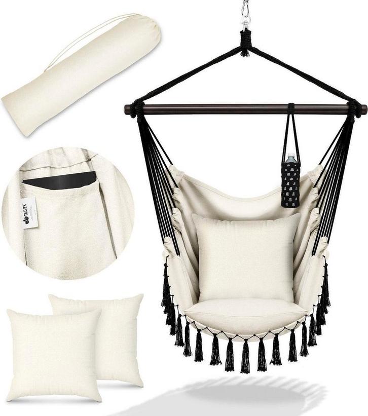 Hangstoel - Binnen & Buiten - Hangschommel - Tot 150kg - Bei, Tuin en Terras, Hangmatten, Zo goed als nieuw, Verzenden