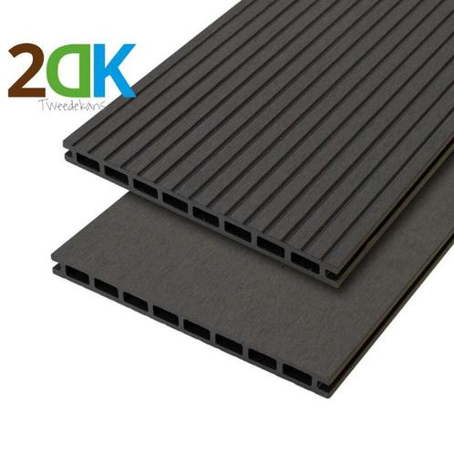 2DK 15 m2 composiet 2,1x25 XXL grey 4 mtr grove ribbel vlak, Tuin en Terras, Terrasdelen en Vlonders, Nieuw, Kunststof, Ophalen of Verzenden