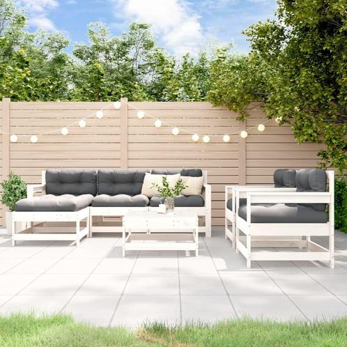 vidaXL 7-delige Loungeset massief grenenhout wit, Tuin en Terras, Tuinsets en Loungesets, Loungeset, Nieuw, 7 zitplaatsen, Verzenden