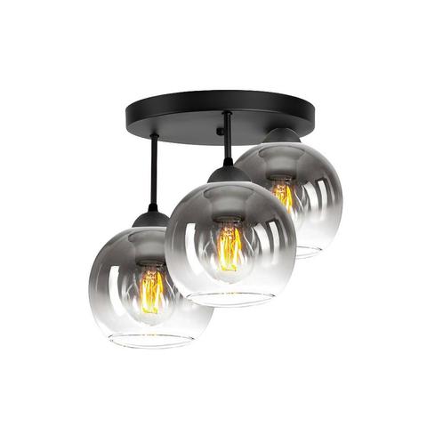 Plafondlamp Industrieel 3-Lamps Fade Bol Woonkamer, Slaapkam, Huis en Inrichting, Lampen | Plafondlampen, Nieuw, Glas, Metaal