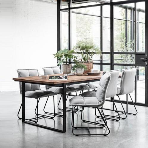 *WOONWINKEL* DTP Home Odeon Teakhouten Eettafel Met Zwarte P, Huis en Inrichting, Tafels | Eettafels, Nieuw, Verzenden