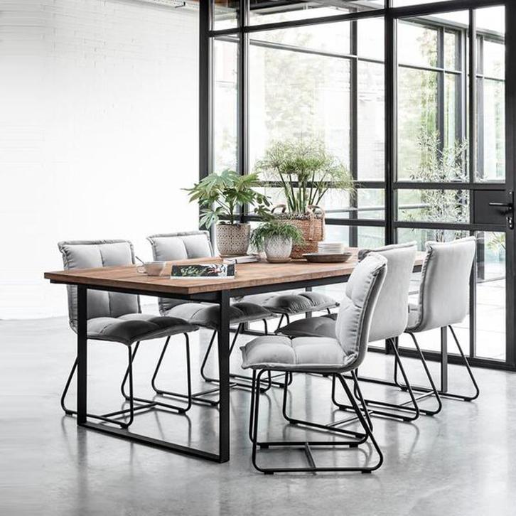 *WOONWINKEL* DTP Home Odeon Teakhouten Eettafel Met Zwarte P, Huis en Inrichting, Tafels | Eettafels, Nieuw, Verzenden