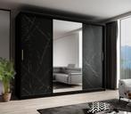Kledingkast marmer zwart 250x62x200 schuifdeuren met spiegel, Huis en Inrichting, Kasten | Vitrinekasten, Nieuw, Modern, 50 tot 75 cm