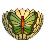 Tiffany vlinder wandlamp - Groentinten - B 25 CM x H 14 CM, Verzenden, Nieuw