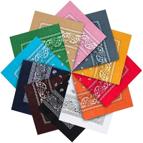 Fako Fashion® - Bandana Set - Paisley Bandanas - 12 Stuks, Kleding | Heren, Mutsen, Sjaals en Handschoenen, Verzenden