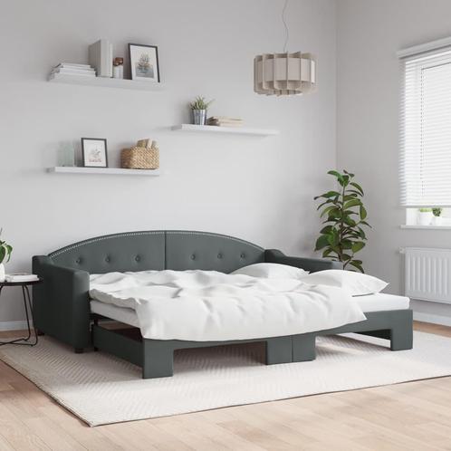 vidaXL Slaapbank met onderschuifbed 90x190 cm stof, Huis en Inrichting, Slaapkamer | Bedden, 90 cm, 190 cm of minder, Grijs, Eenpersoons