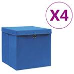 vidaXL Opbergboxen met deksel 4 st 28x28x28 cm blauw, Nieuw, Verzenden