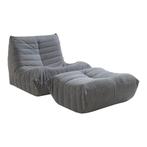Relaxstoel Kodsø lounge fauteuil met voetenbank grijs [en.ca, Huis en Inrichting, Fauteuils, Verzenden, Nieuw