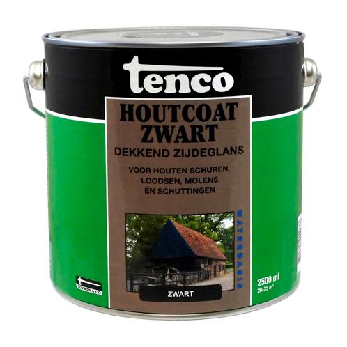 Tenco houtcoat waterbasis 2,5 liter, zwart dekkend, Doe-het-zelf en Verbouw, Verf, Beits en Lak, Nieuw, Verzenden