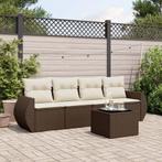 vidaXL 5-delige Loungeset met kussens poly rattan bruin, Tuin en Terras, Tuinsets en Loungesets, Verzenden, Nieuw, Rotan, Loungeset