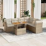 vidaXL 7-delige Loungeset met kussens poly rattan beige, Verzenden, Nieuw, Rotan, Loungeset