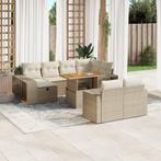 vidaXL 11-delige Tuinset met kussens poly rattan beige, Tuin en Terras, Verzenden, Nieuw, Rotan, Tuinset