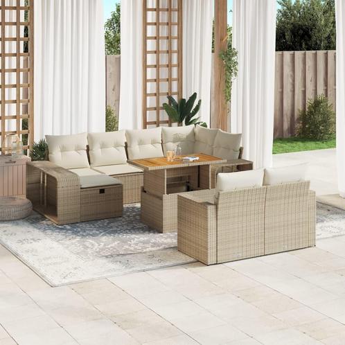 vidaXL 11-delige Tuinset met kussens poly rattan beige, Tuin en Terras, Tuinsets en Loungesets, Tuinset, Nieuw, Rotan, Verzenden