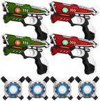 KidsTag Lasergame set - 4 Laserguns rood/groen + 4 Vesten