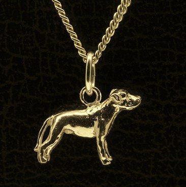 Gouden Amerikaanse Bulldog ongecoupeerd met staart kettin..., Sieraden, Tassen en Uiterlijk, Kettinghangers, Verzenden