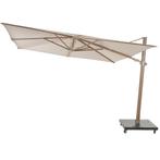 Siesta premium zweefparasol 300x300 cm houtlook sand 4, Tuin en Terras, Parasols, Ophalen of Verzenden, Nieuw